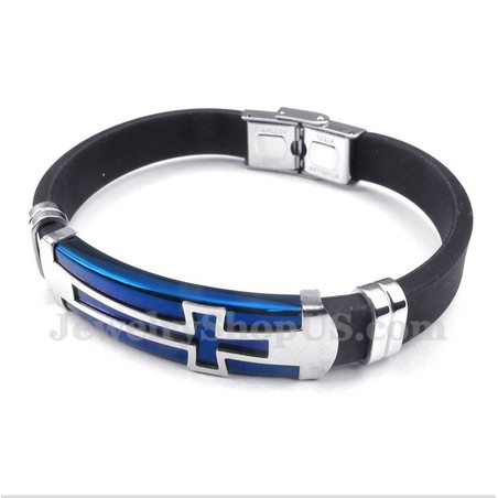 Men's Titanium Rubber Cross Bracelet