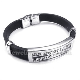 Men's Titanium Rubber Greek Meander Pattern Bracelet
