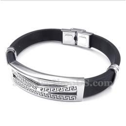 Men's Titanium Rubber Greek Meander Pattern Bracelet