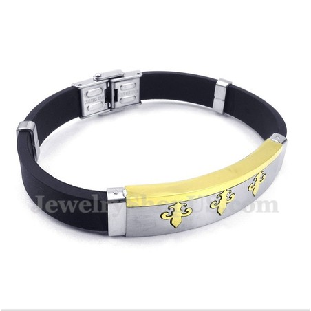 Men's Titanium Gold Rubber Bracelet