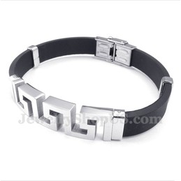Men's Titanium Rubber Greek Meander Pattern Bracelet