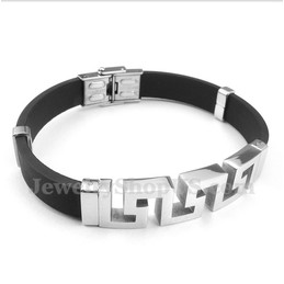 Men's Titanium Rubber Greek Meander Pattern Bracelet