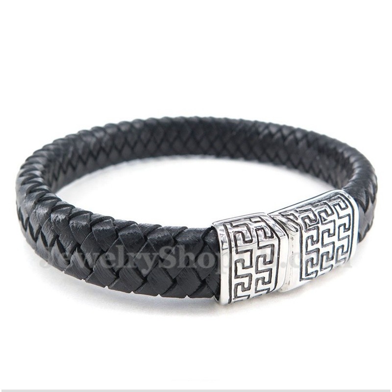 Men's Titanium Leather Bracelet