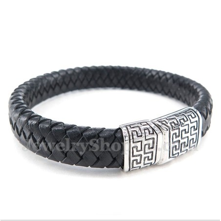 Men's Titanium Leather Bracelet