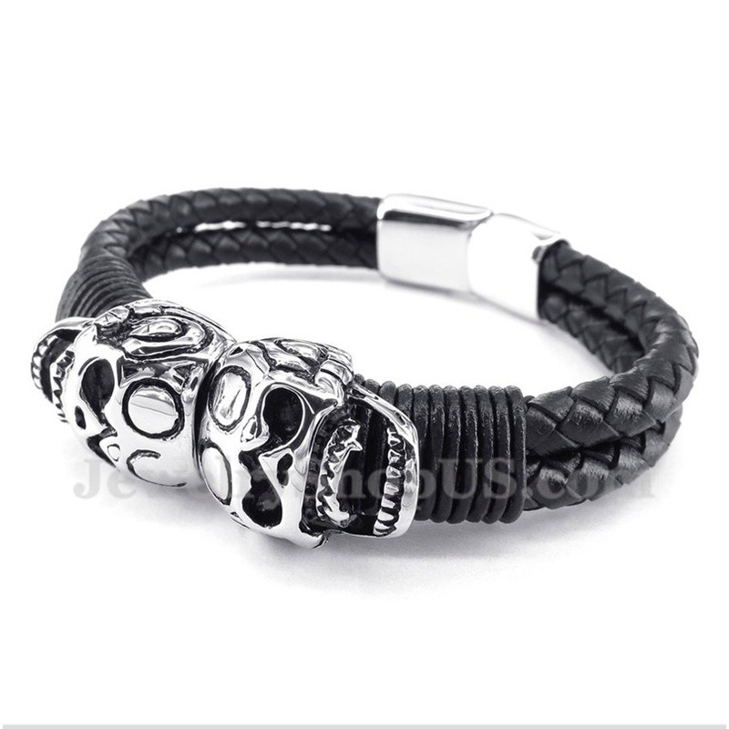 Men's Titanium Leather Bracelet