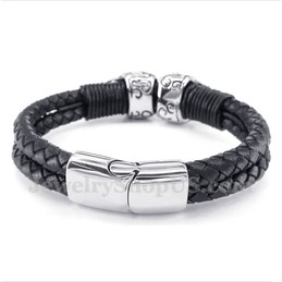 Men's Titanium Leather Bracelet