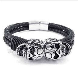 Men's Titanium Leather Bracelet