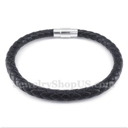 Men's Black Leather Bracelet