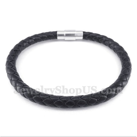 Men's Black Leather Bracelet