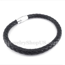 Men's Black Leather Bracelet