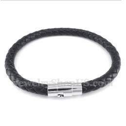 Men's Black Leather Bracelet