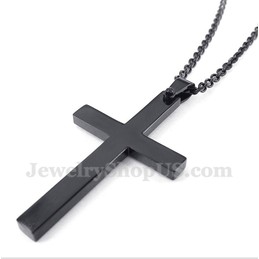 Men's Titanium Black Cross Pendant with Free Chain