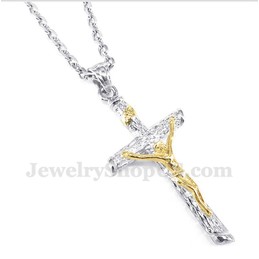 Men's Titanium Gold Jesus Pendant with Free Chain