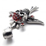Cross Skull Red Diamond Titanium Pendant 20453
