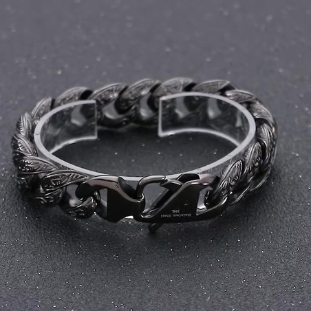  Vintage Cool gunmetal plated pattern titanium bracelet for men