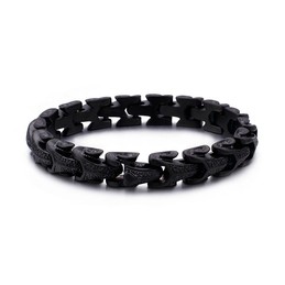 Black men's titanium bracelet dragon scale pattern