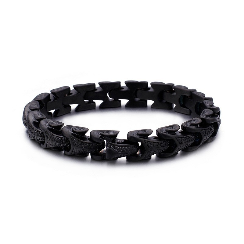 Black men's titanium bracelet dragon scale pattern