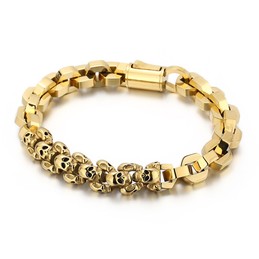  Stitched skull polygonal titanium bracelet for men