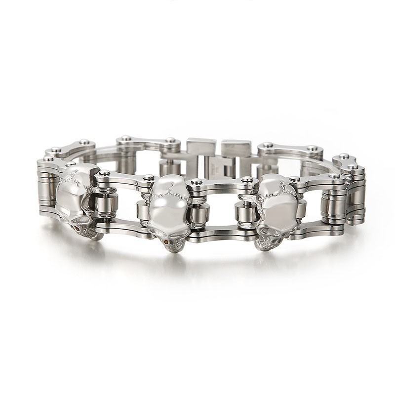  Cool Skull Cycling Men's Titanium Bracelet