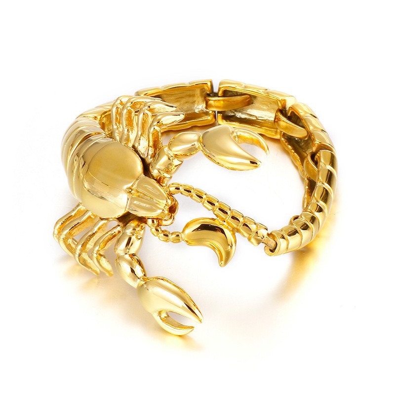  Cool gold scorpion titanium bracelet for men
