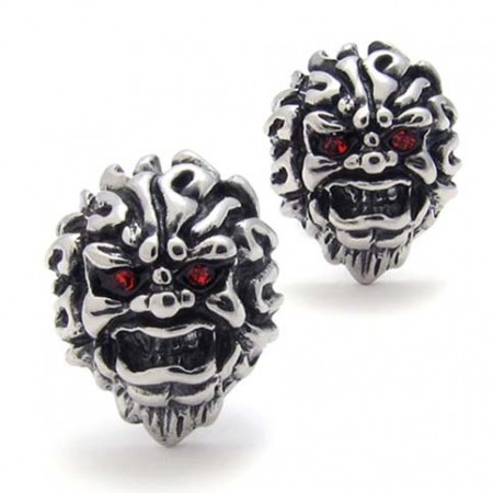 Red Diamond Lion Titanium Earrings 20344