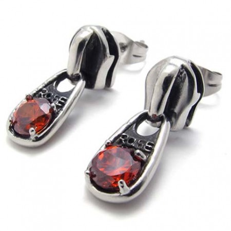 Red Diamond Titanium Earrings 20338