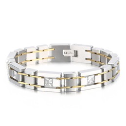  Fashion birthday gift with diamonds titanium bracelet for men