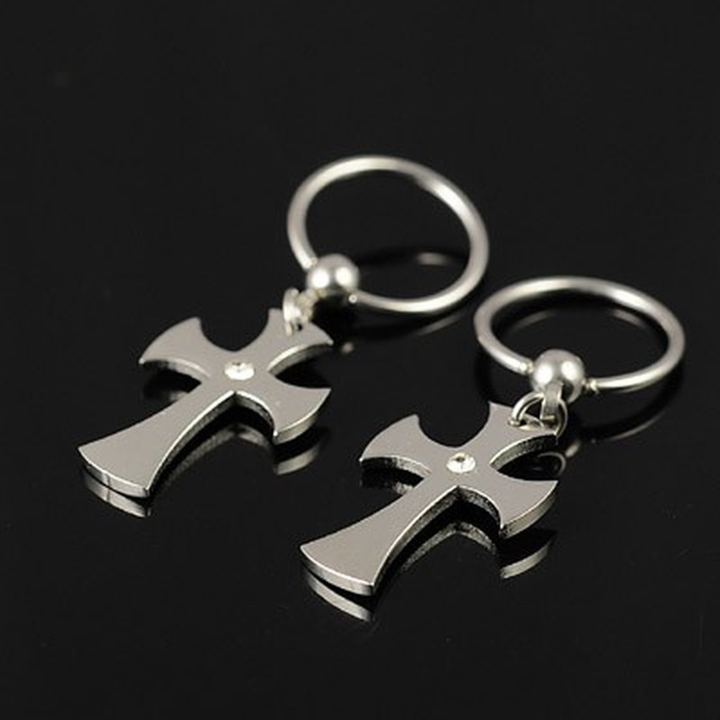 Mens Titanium cross earrings