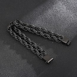  Fashion black plated double titanium men's bracelet