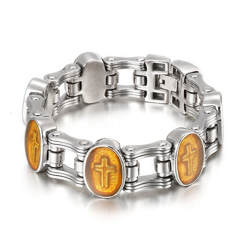  Street fashion cross bicycle men's titanium bracelet