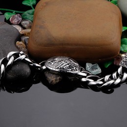  Fashion cross with zirconia curved titanium bracelet for men