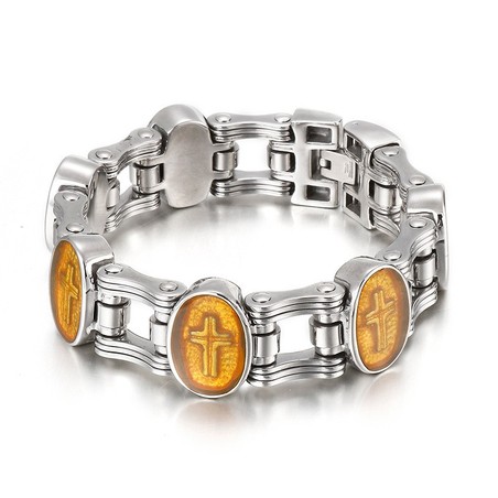  Street fashion cross bicycle men's titanium bracelet