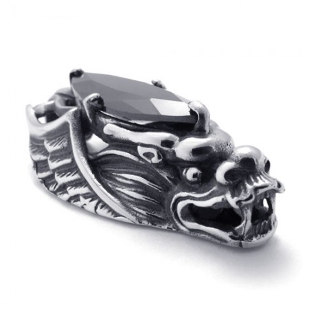 Titanium Dragon-head Pendant with Black Zircon 21181
