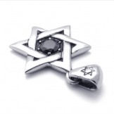 Titanium Lucky Star Pendant with Black Zircon 21334