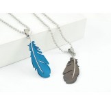 Pure Titanium Lover Couples Necklace Pendants Feather
