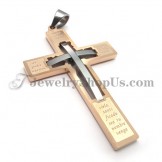Elegant Rose Gold Cross Titanium Pendant