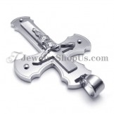 Classical Silver Titanium Cross of Jesus Pendant