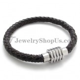 Fashion Titanium and Leather Bracelet