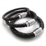 Fashion Titanium with Leather Bracelet