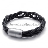 Fashion Leather with Titanium Bracelet