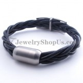 Elegant Titanium Leather Bracelet