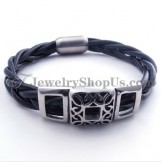 Elegant Titanium Leather Bracelet