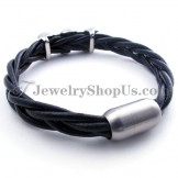 Elegant Leather Titanium Bracelet