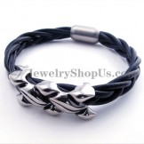 Elegant Leather Titanium Bracelet