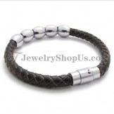 Fashion Leather and Titanium Bracelet