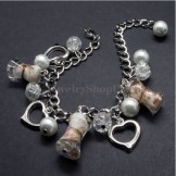 Gorgeous Alloy Bracelet with White Synthetic Crystals