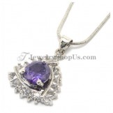Fashion Alloy Pendant with Rhinestones and Purple Zircon