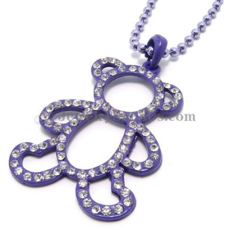 Elegant Bear Shape Alloy Pendant with Black Rhinestones