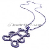 Elegant Bear Shape Alloy Pendant with Black Rhinestones