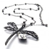 Fashion Black Alloy Pendant with Rhinestones